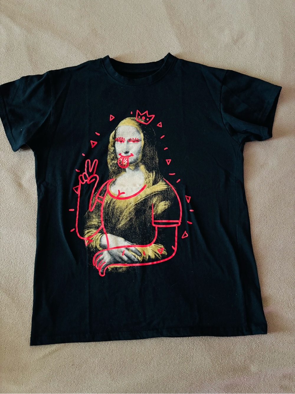 Black Graphic Mona Lisa Tee - Kids
